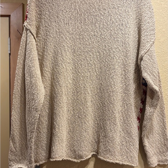 Women’s Red and Cream Striped Sweater oversized Small - Picture 2 of 7